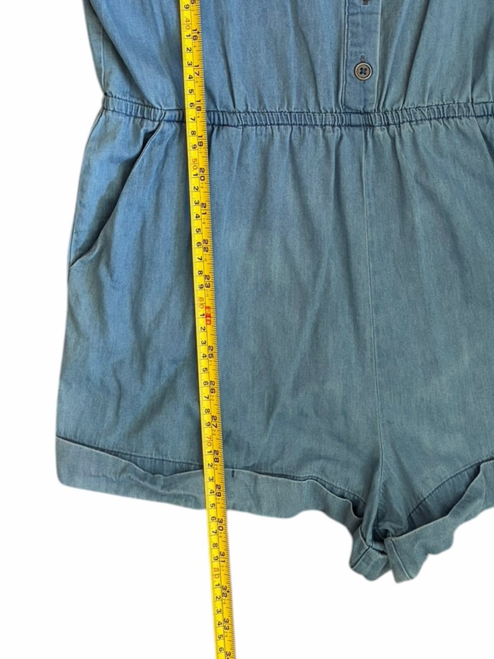 Light Blue Denim Style  100% Cotton Romper - Picture 7 of 8